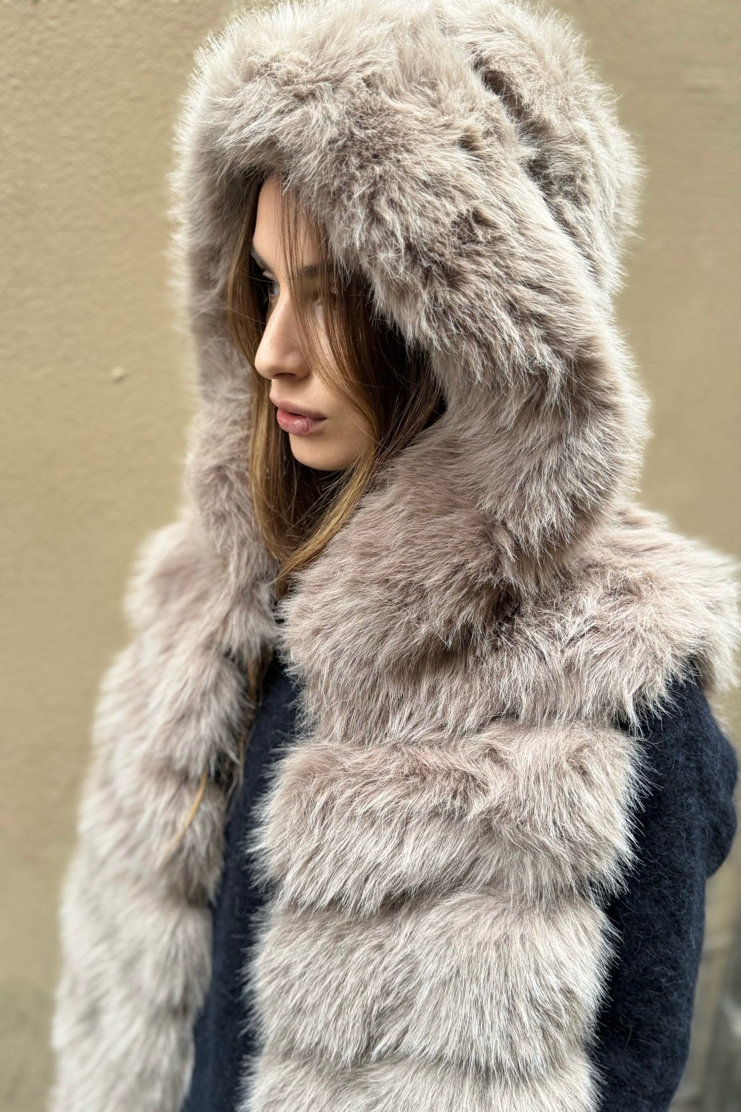 Gilet Cappuccio Eco Pelliccia