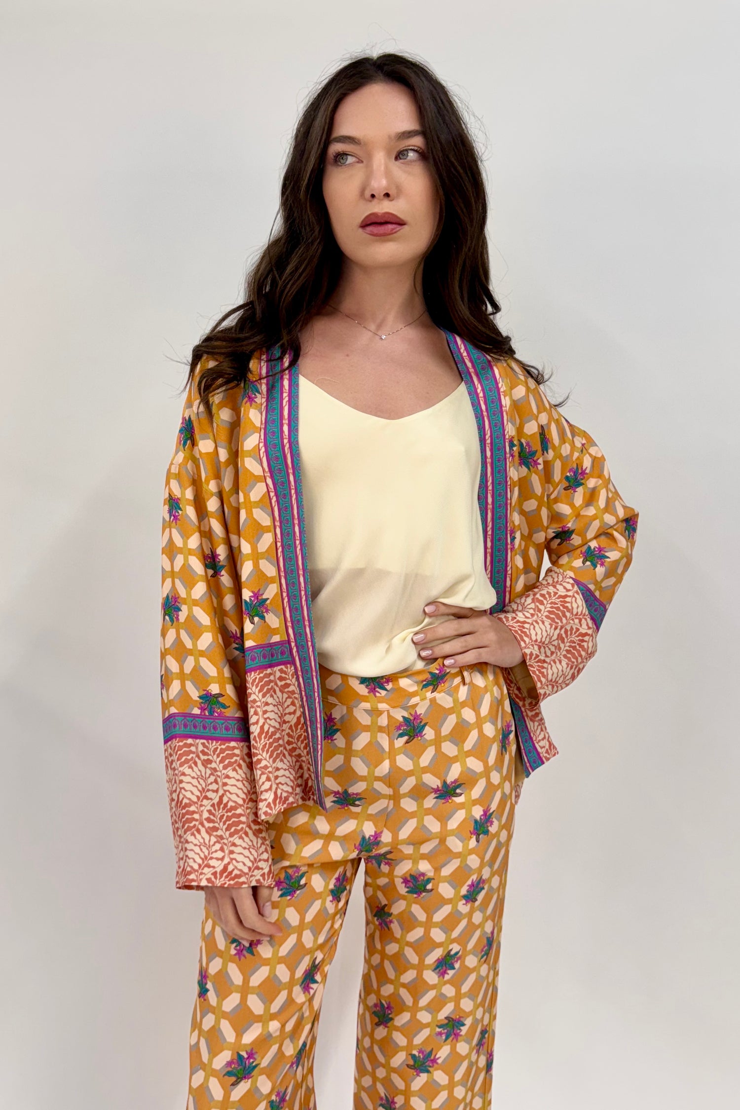 Giacca Kimono Fantasia Geometrica