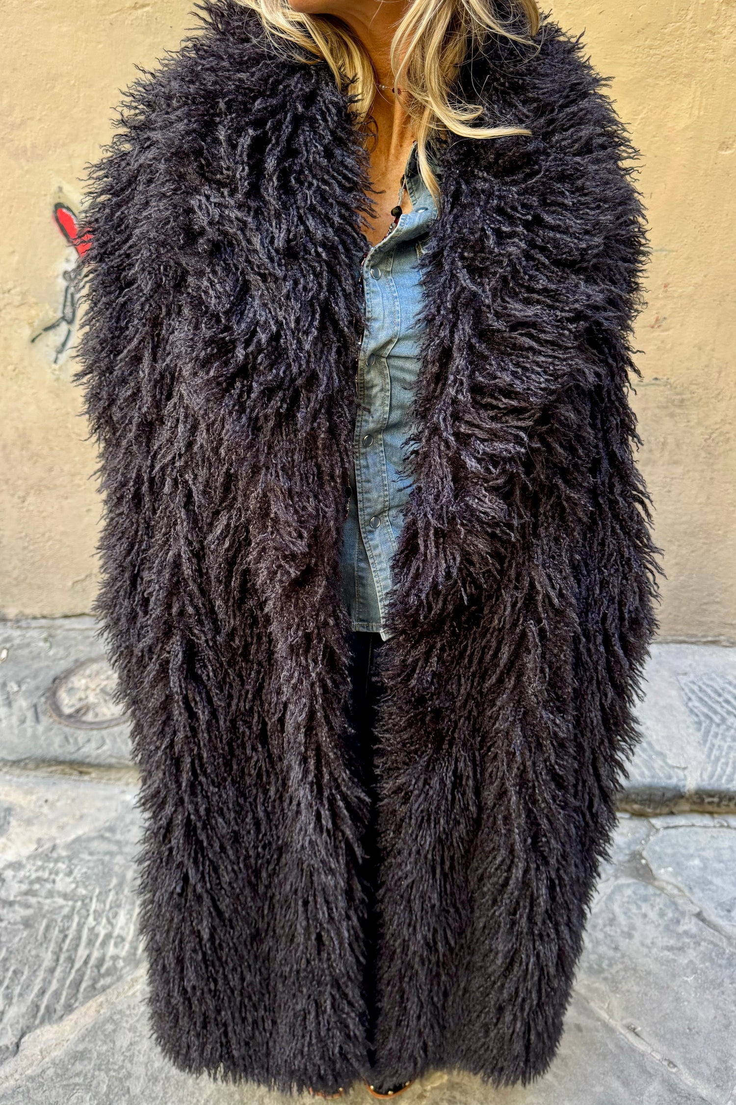 Cappotto Eco-Pelliccia  Nera