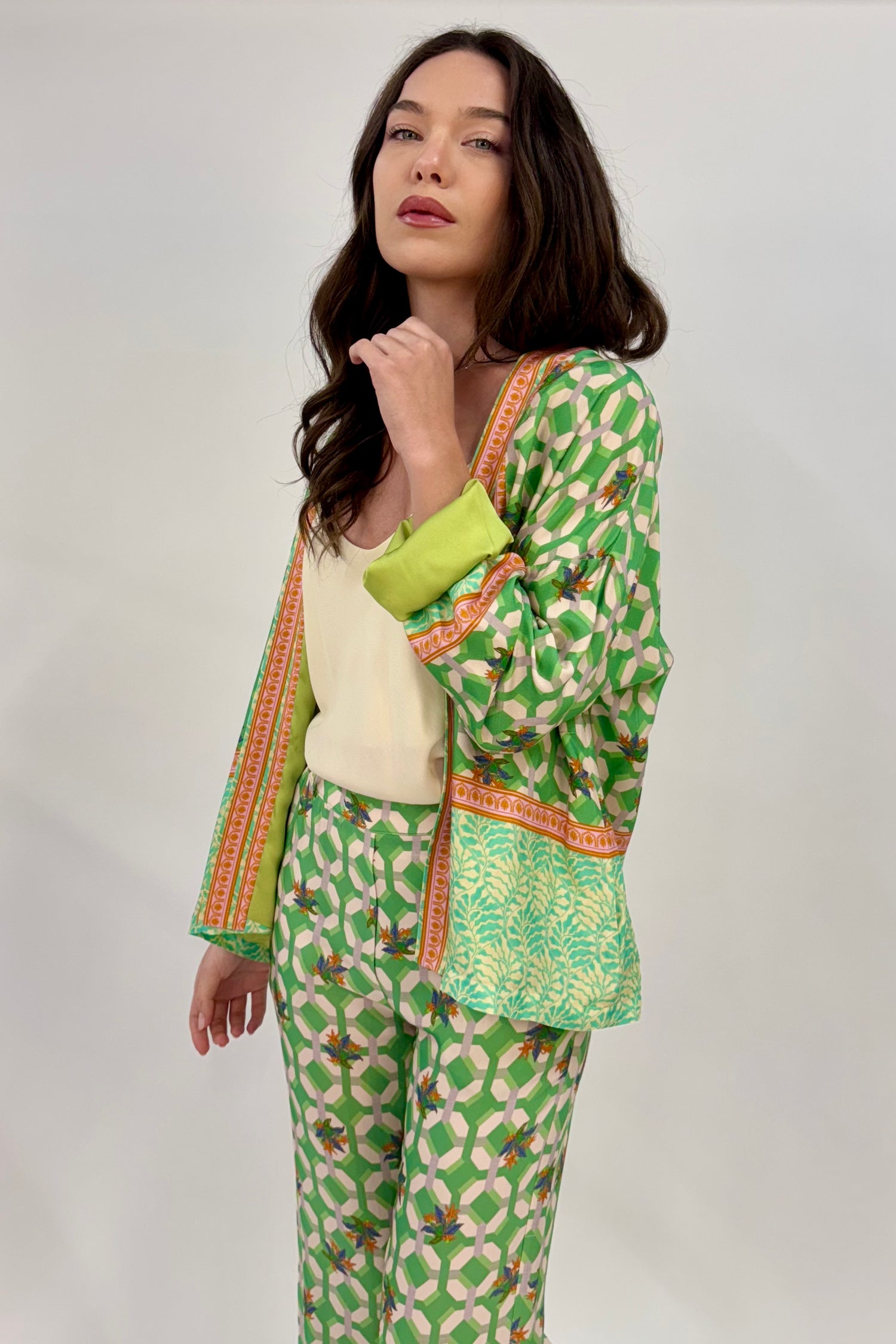 Giacca Kimono Fantasia Geometrica