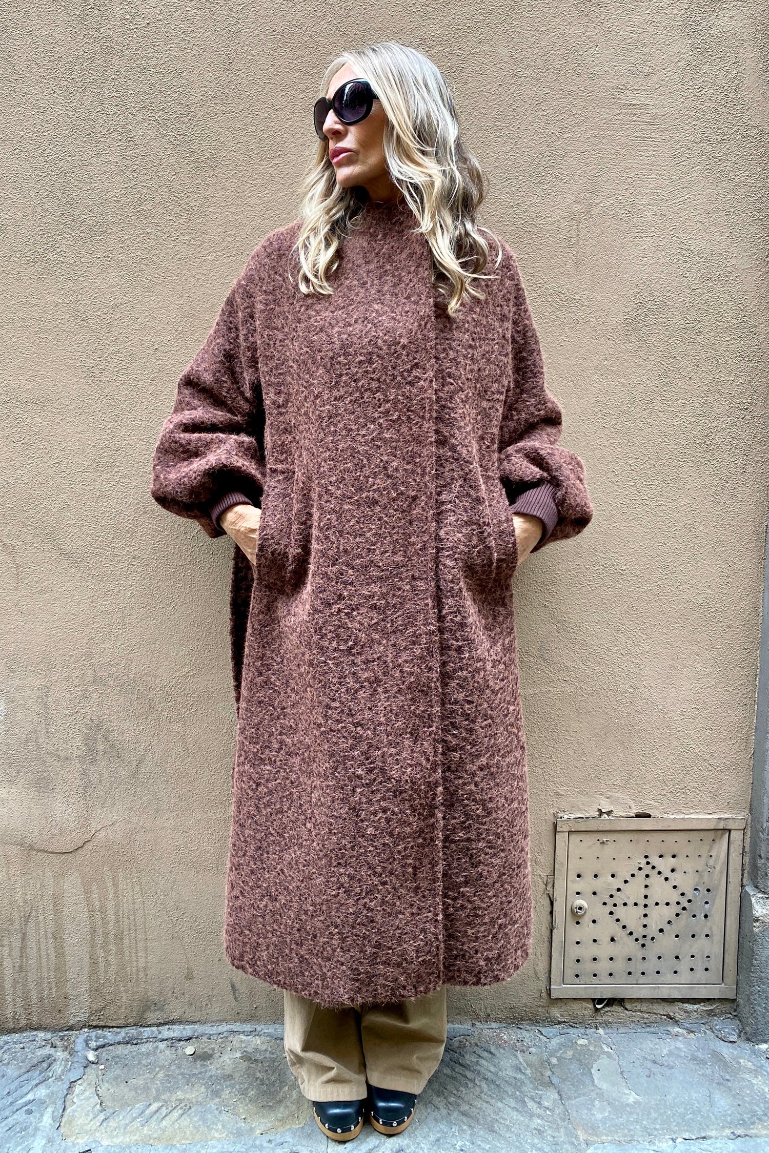 Cappotto Bouclé con Polsini