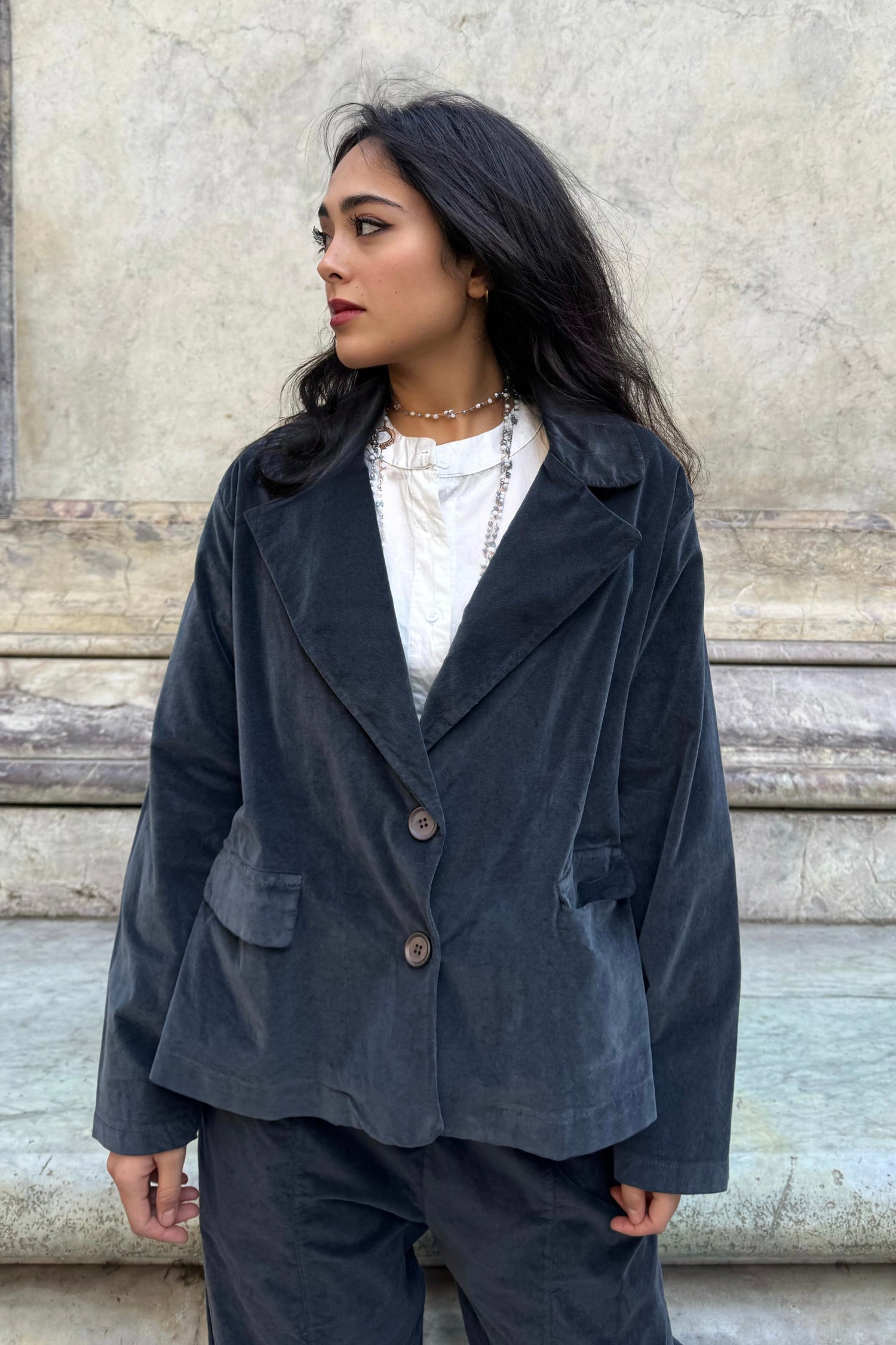 Blazer Svasato Velluto Liscio