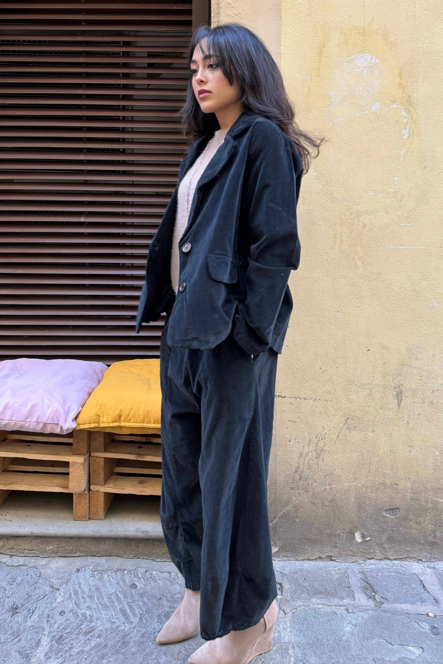 Blazer Svasato Velluto Liscio