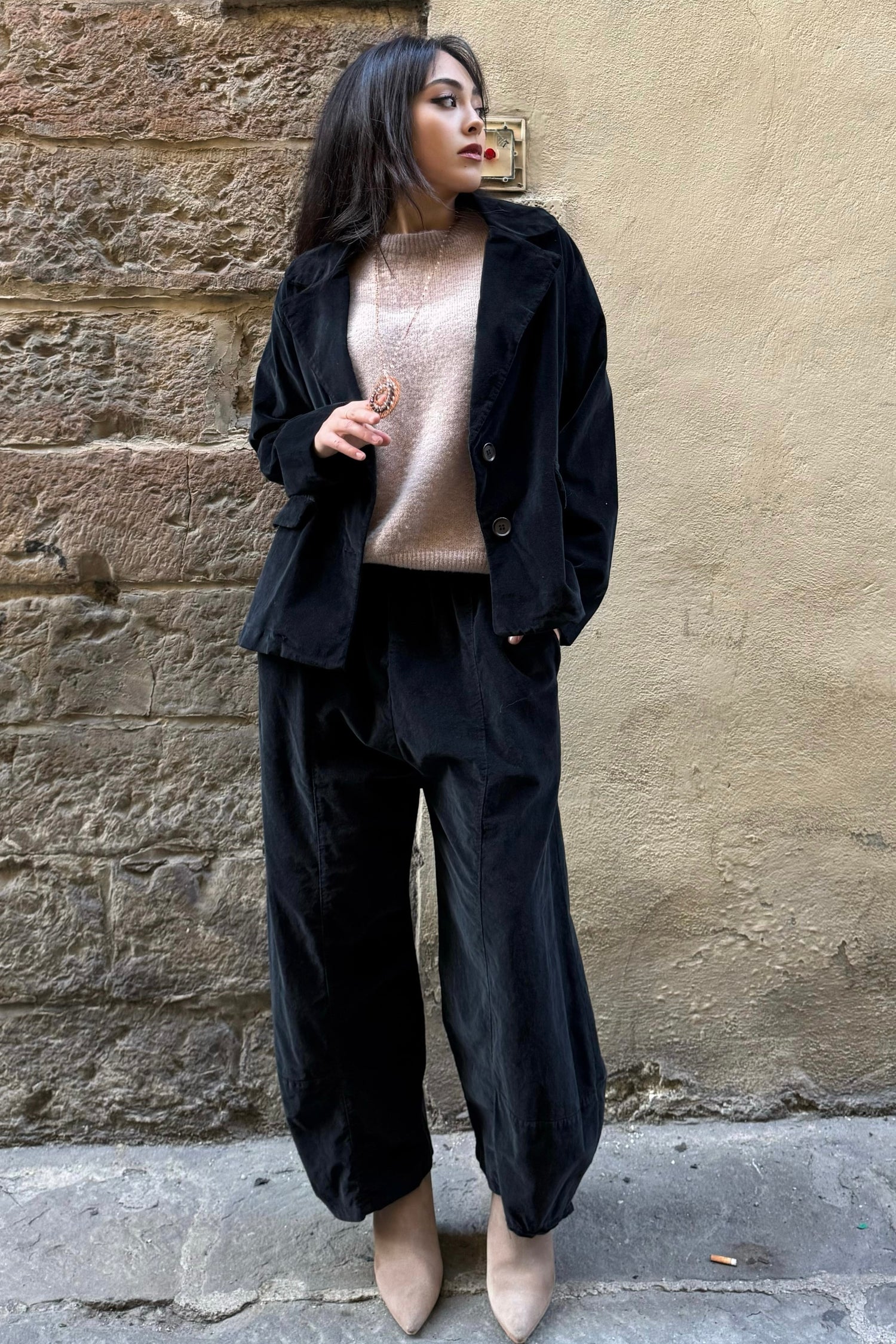 Blazer Svasato Velluto Liscio