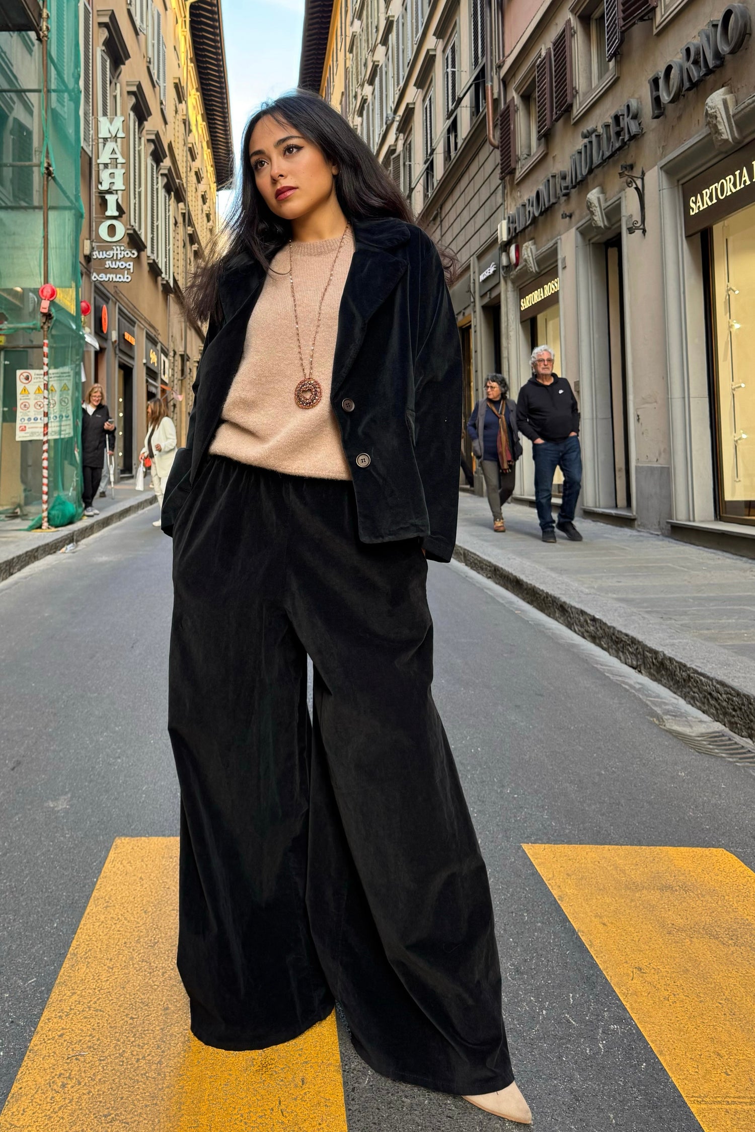 Pantalone Palazzo Velluto Liscio
