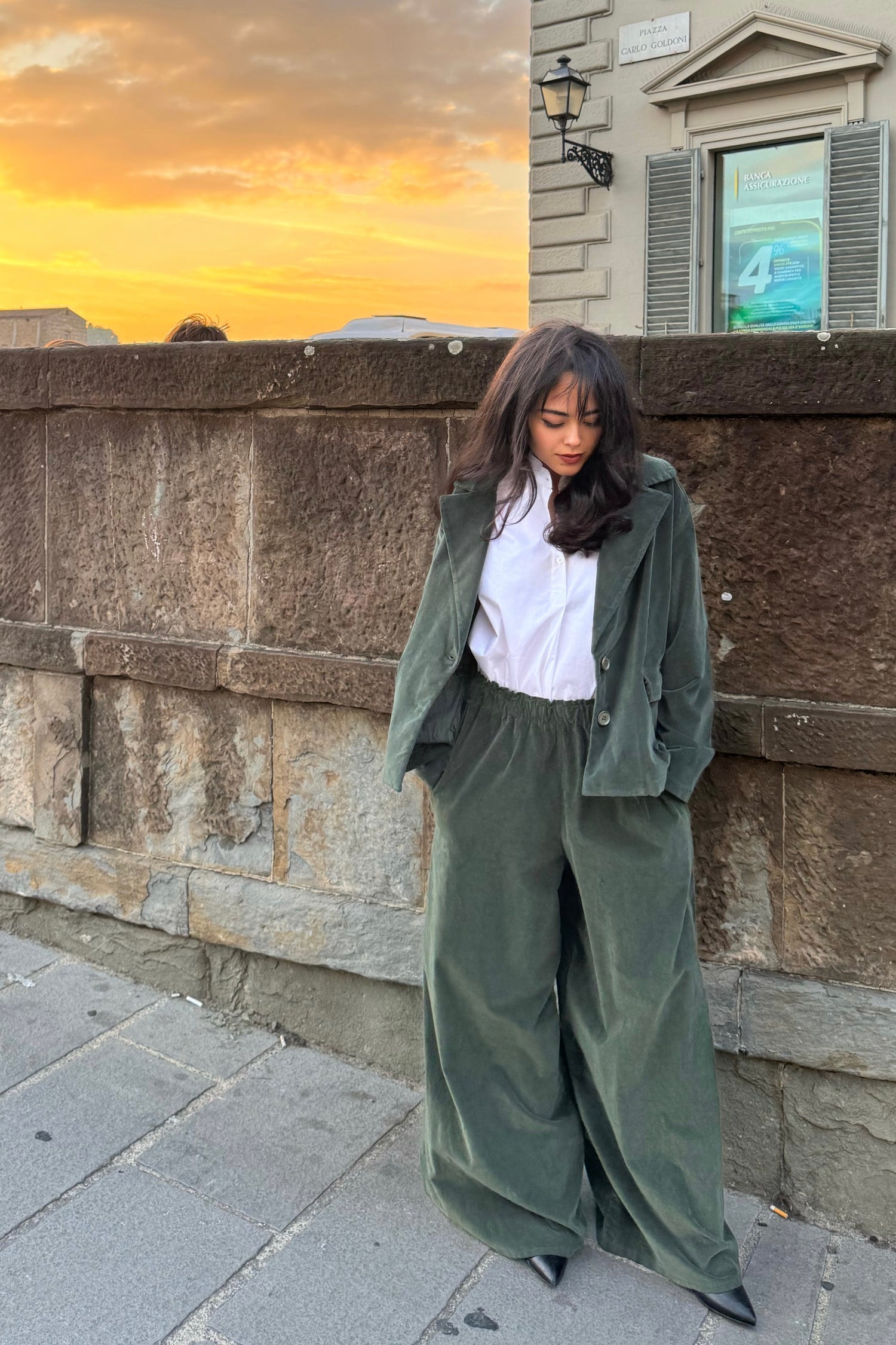 Pantalone Palazzo Velluto Liscio