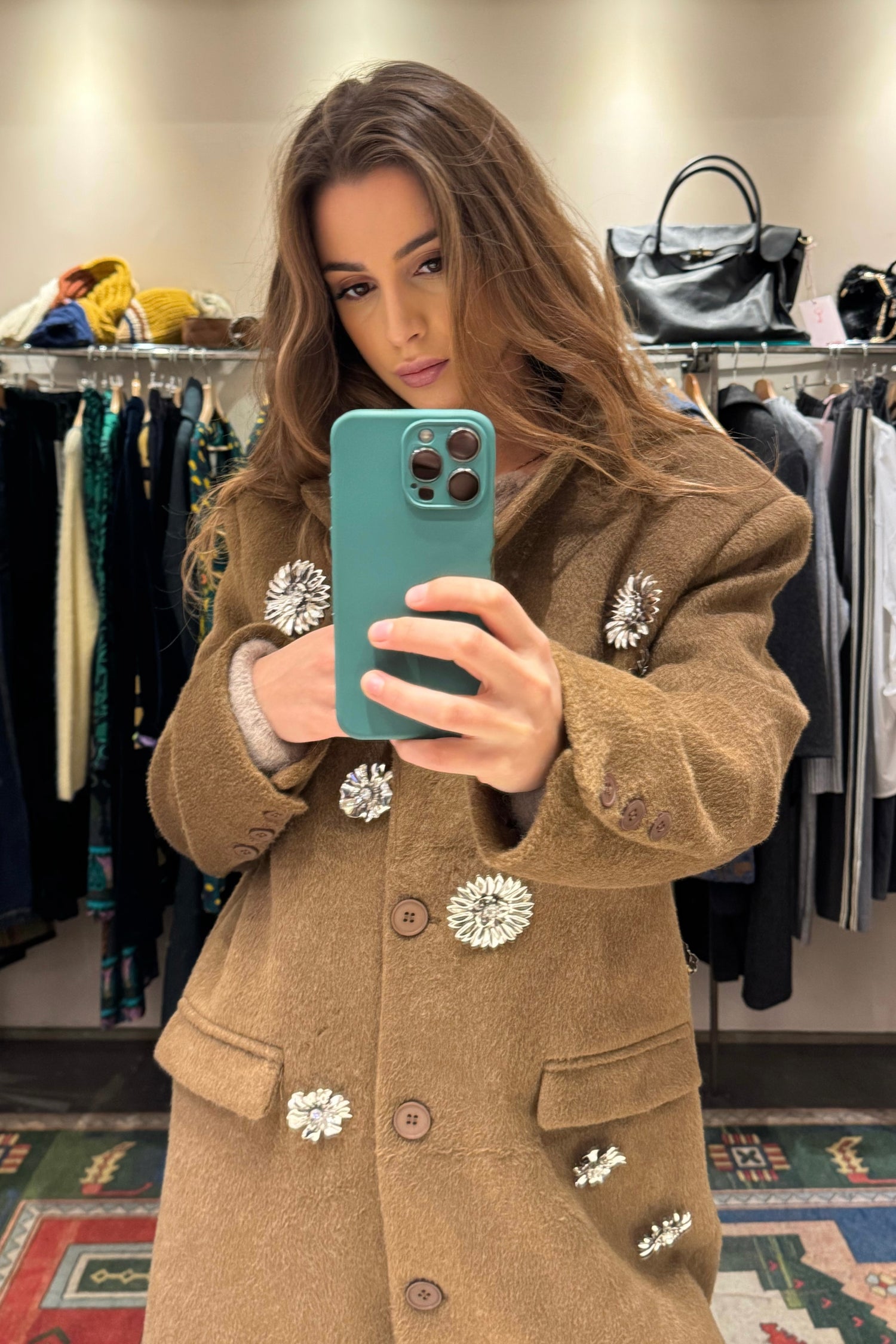Cappotto Monopetto Spille Gioiello