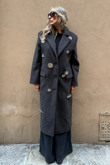 Cappotto Monopetto Spille Gioiello