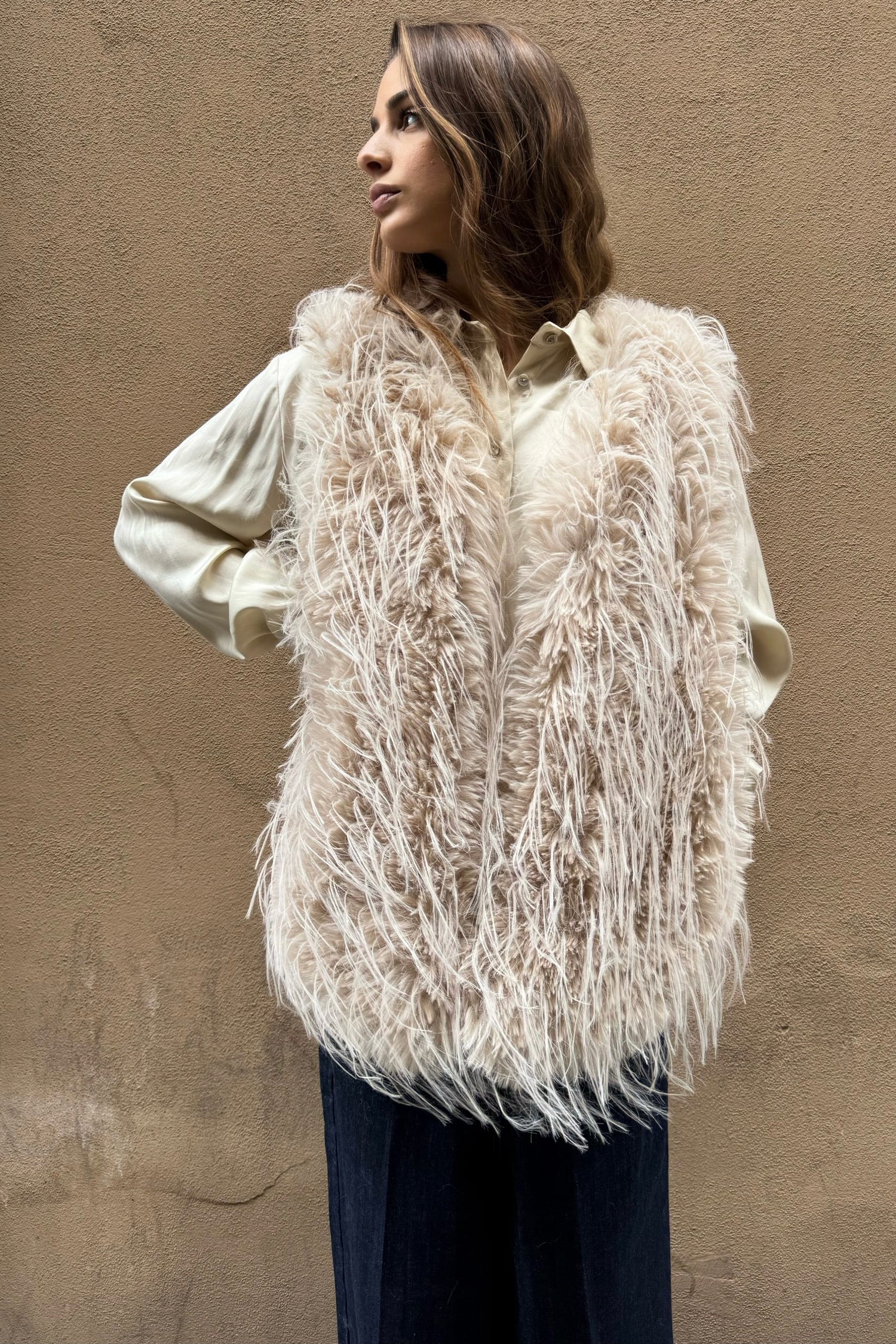 Gilet Eco Pelliccia Piumato