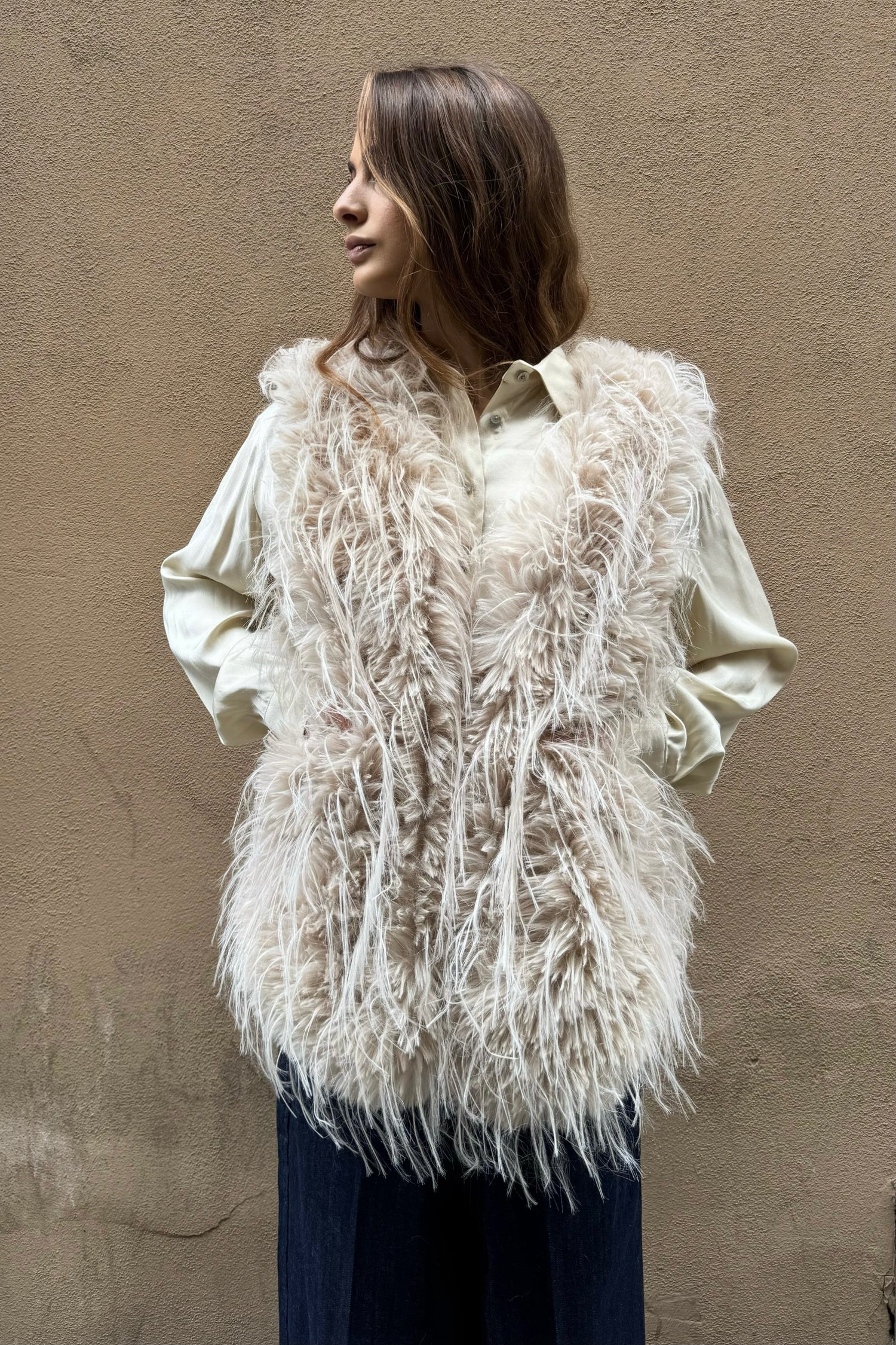 Gilet Eco Pelliccia Piumato