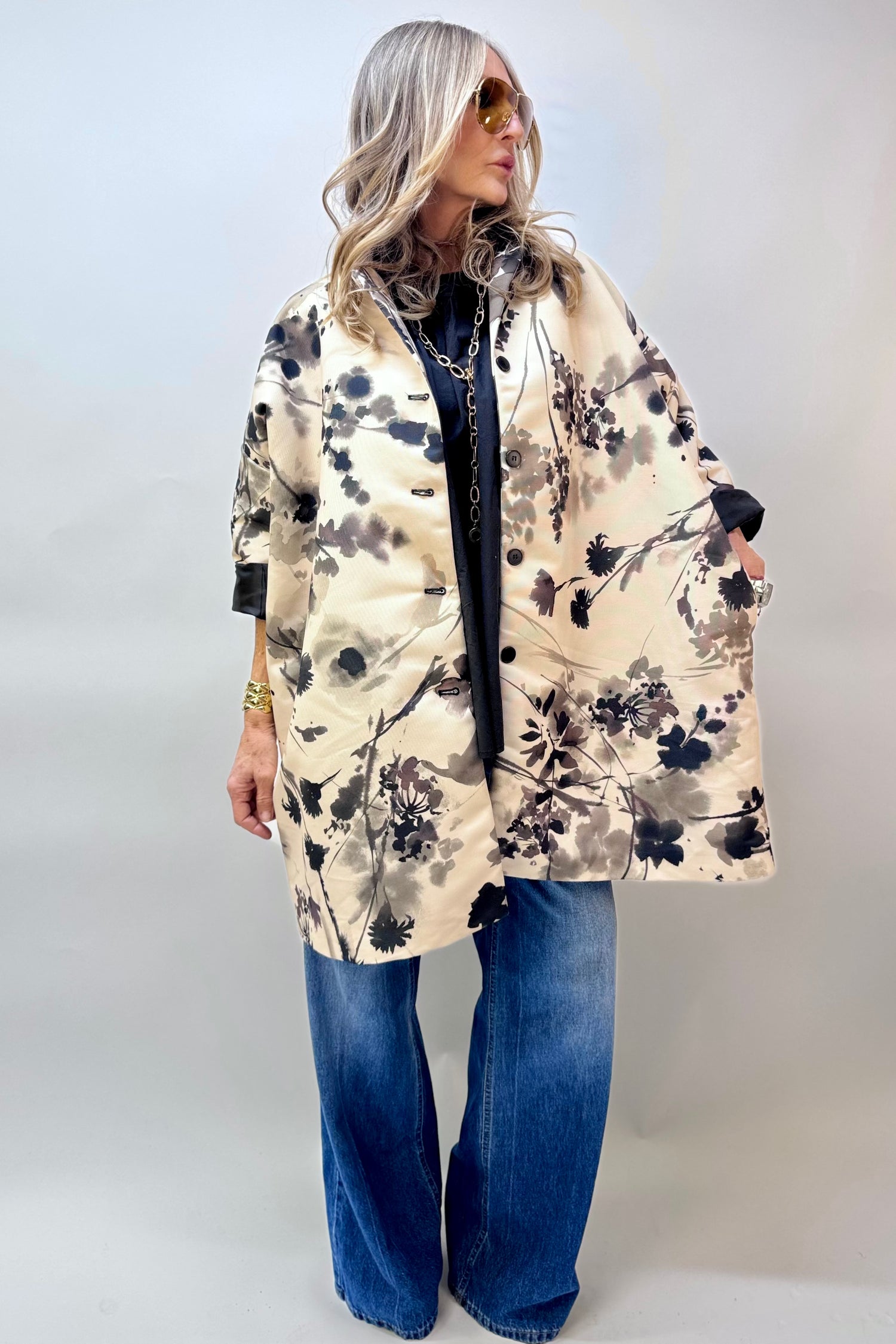 Giacca Kimono Fiori Acquerello