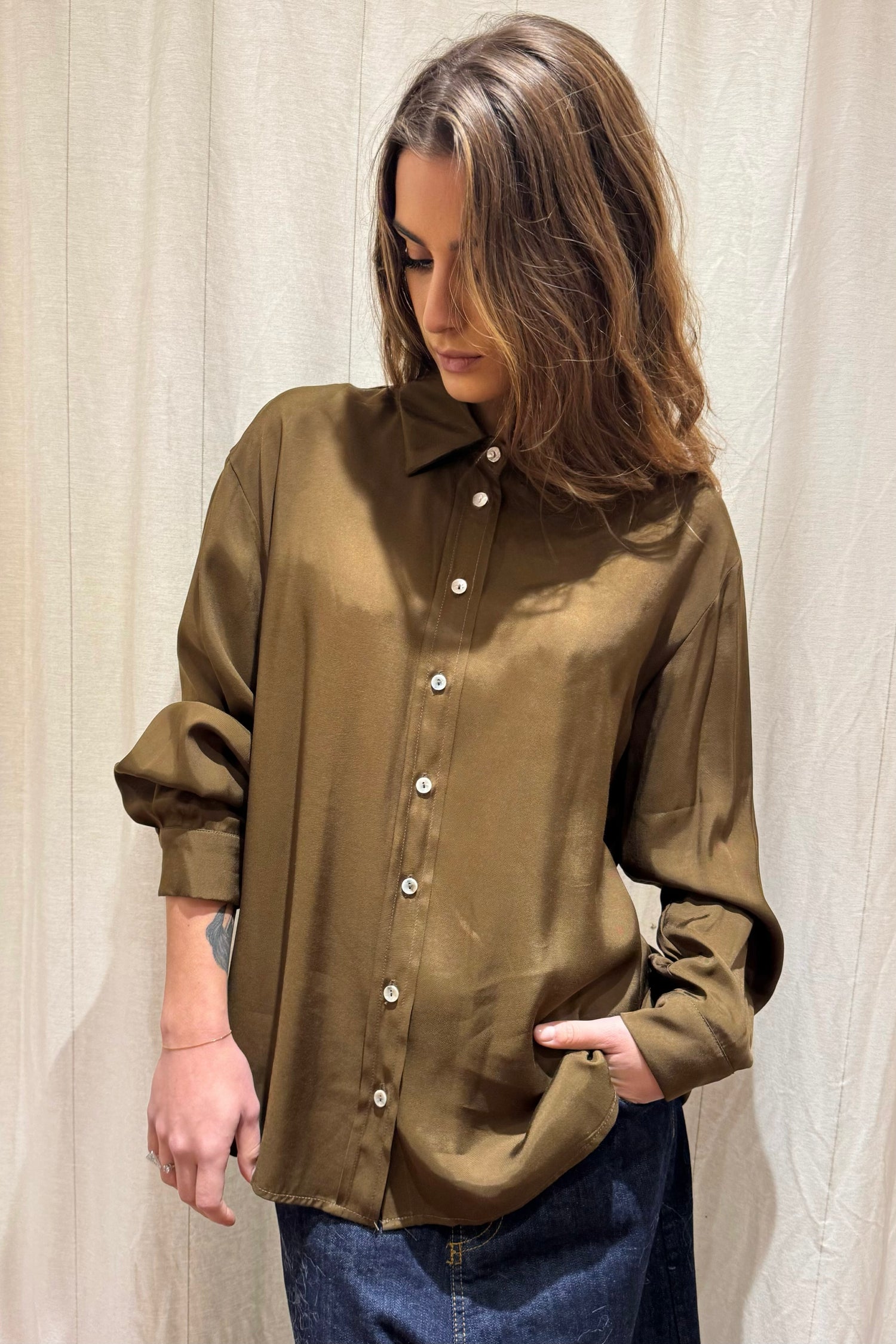 Camicia Viscosa Tinta Unita