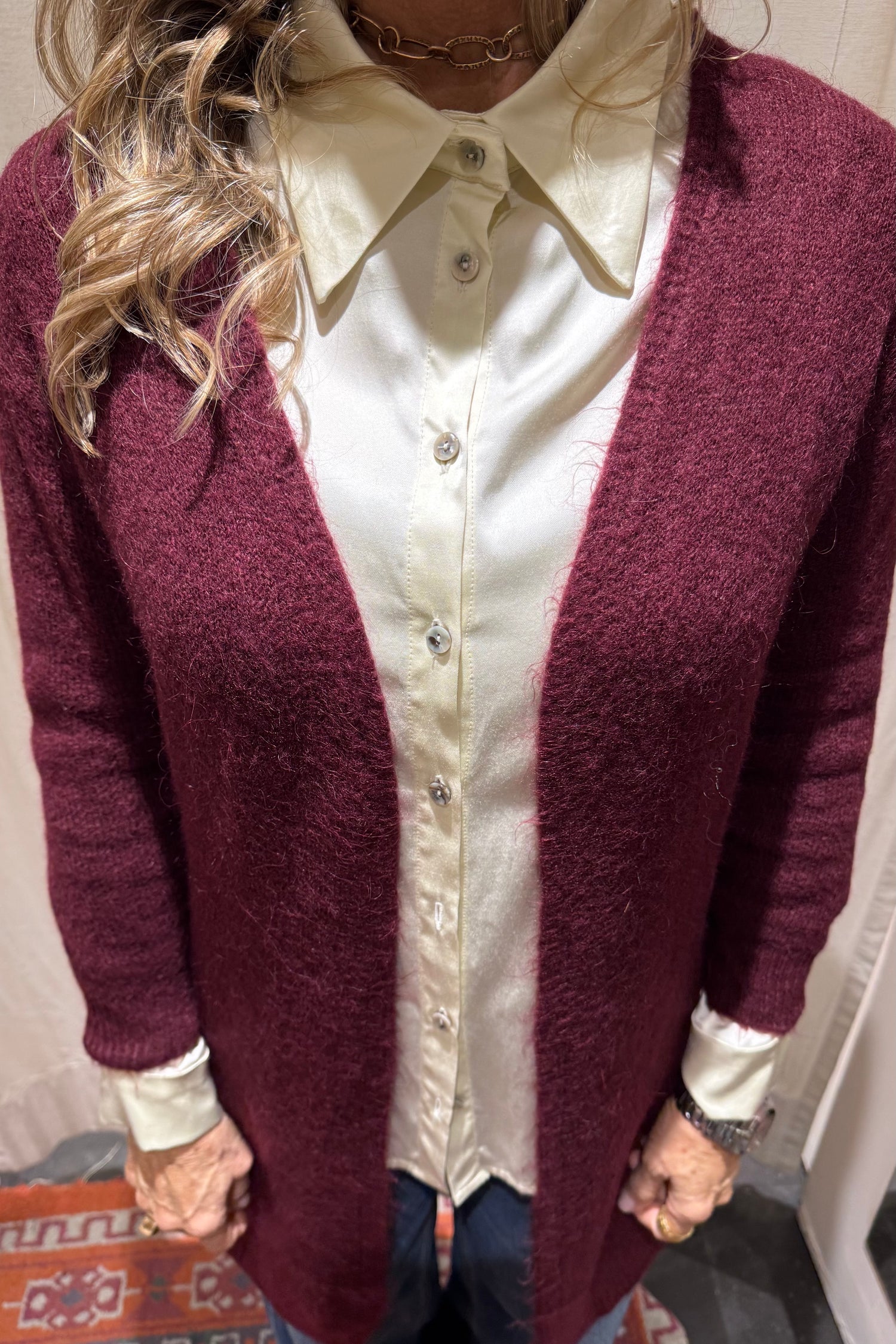 Cardigan Liscio Lungo