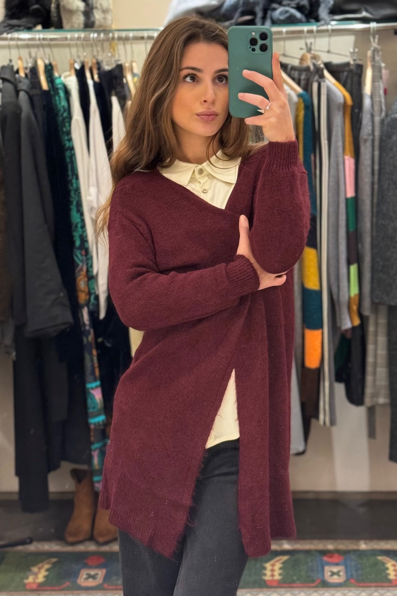 Cardigan Liscio Lungo