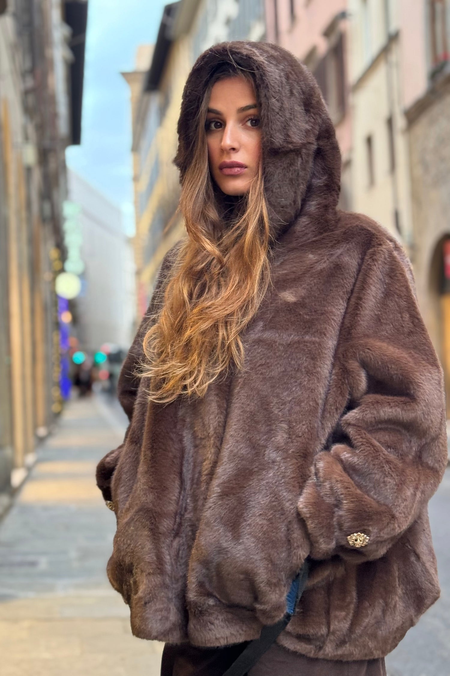 Giacca Cappuccio Eco Visone