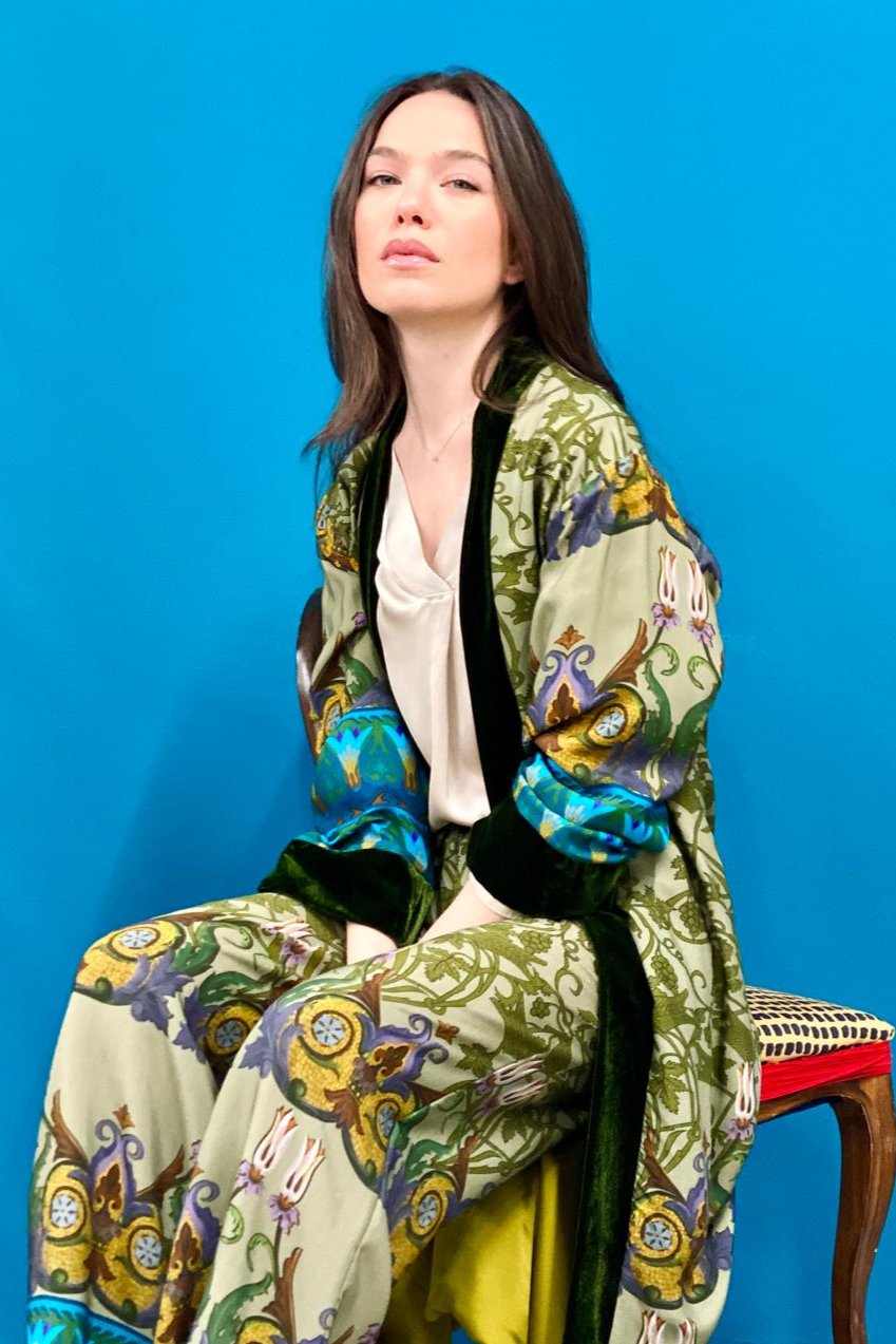 Kimono Fantasia bordo velluto