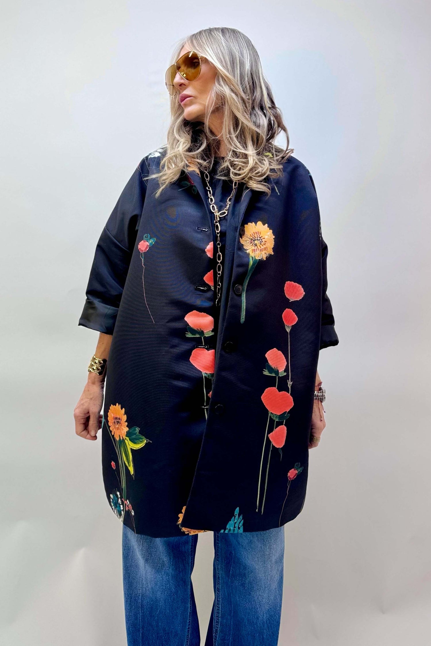 Giacca Kimono Papeveri e Girasoli