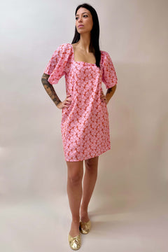 Abito Corto Rosa Ricami