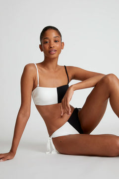 Reggiseno bikini dritto bicolore nero