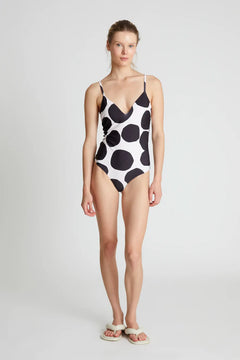Costume da bagno con scollo a V e stampa terrazzo