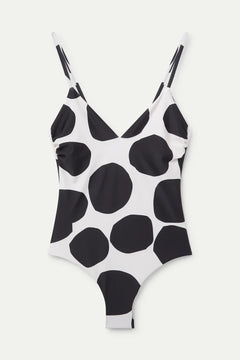 Costume da bagno con scollo a V e stampa terrazzo
