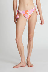 Slip bikini con lacci e stampa floreale arancione Rubra