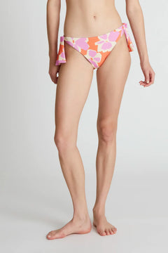 Slip bikini con lacci e stampa floreale arancione Rubra