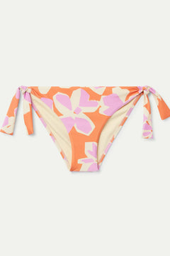Slip bikini con lacci e stampa floreale arancione Rubra