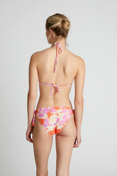 Slip bikini con lacci e stampa floreale arancione Rubra