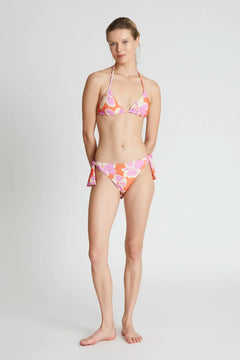 Slip bikini con lacci e stampa floreale arancione Rubra