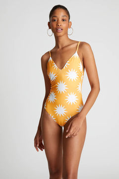 Costume da bagno con scollo a V e stampa Big Sun