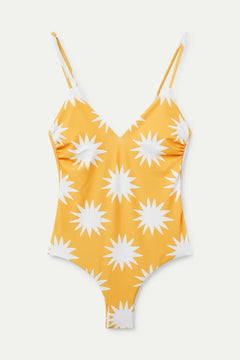 Costume da bagno con scollo a V e stampa Big Sun