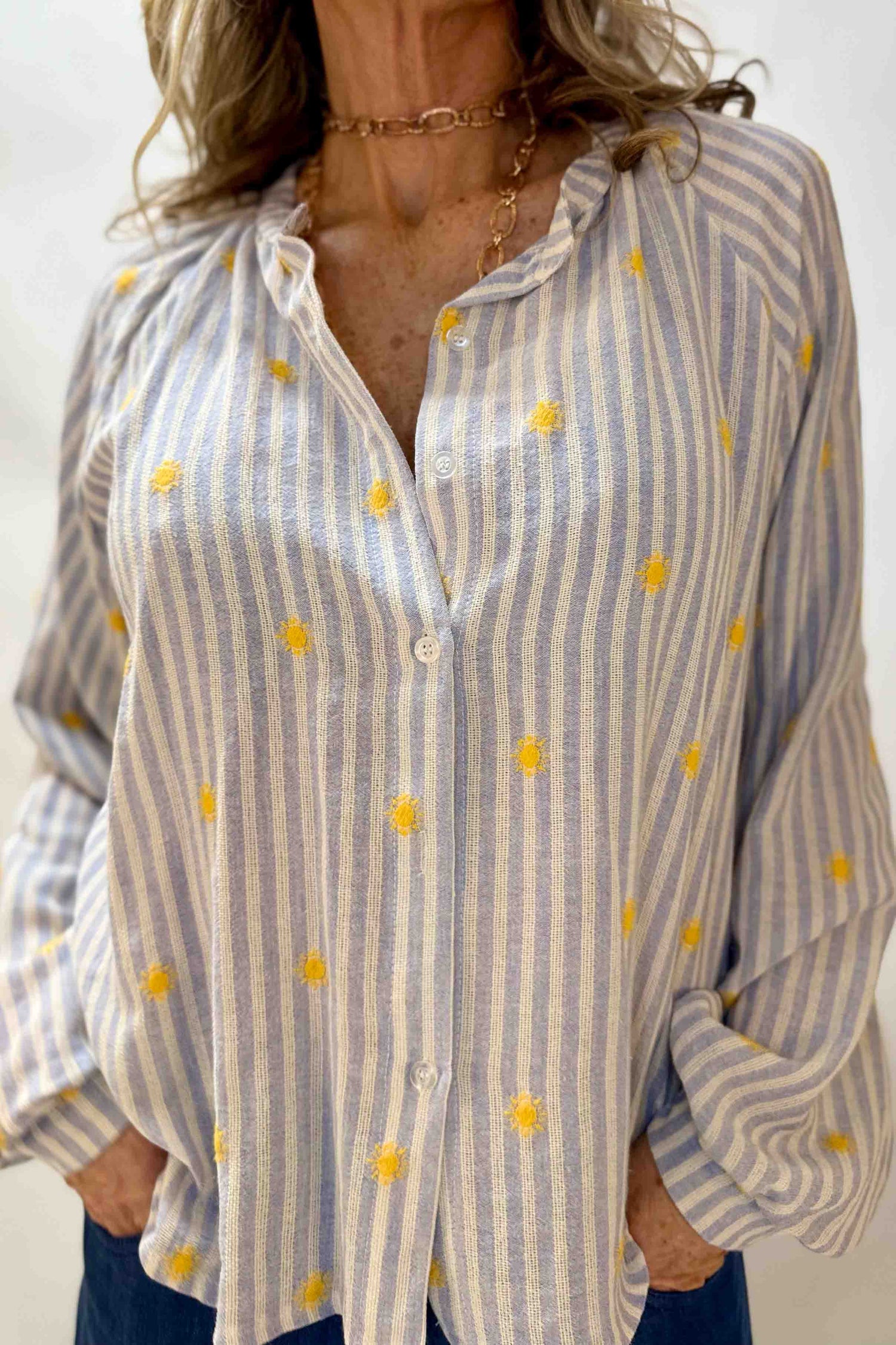 Camicia ricamo maniche raglan