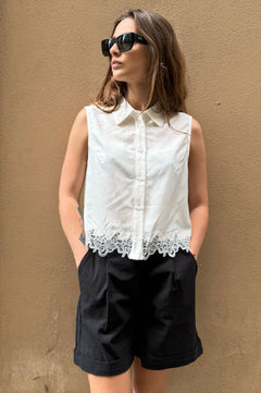 Camicia Smanicata Ricamo