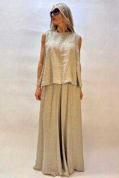 Pantalone Palazzo Gessato Lino