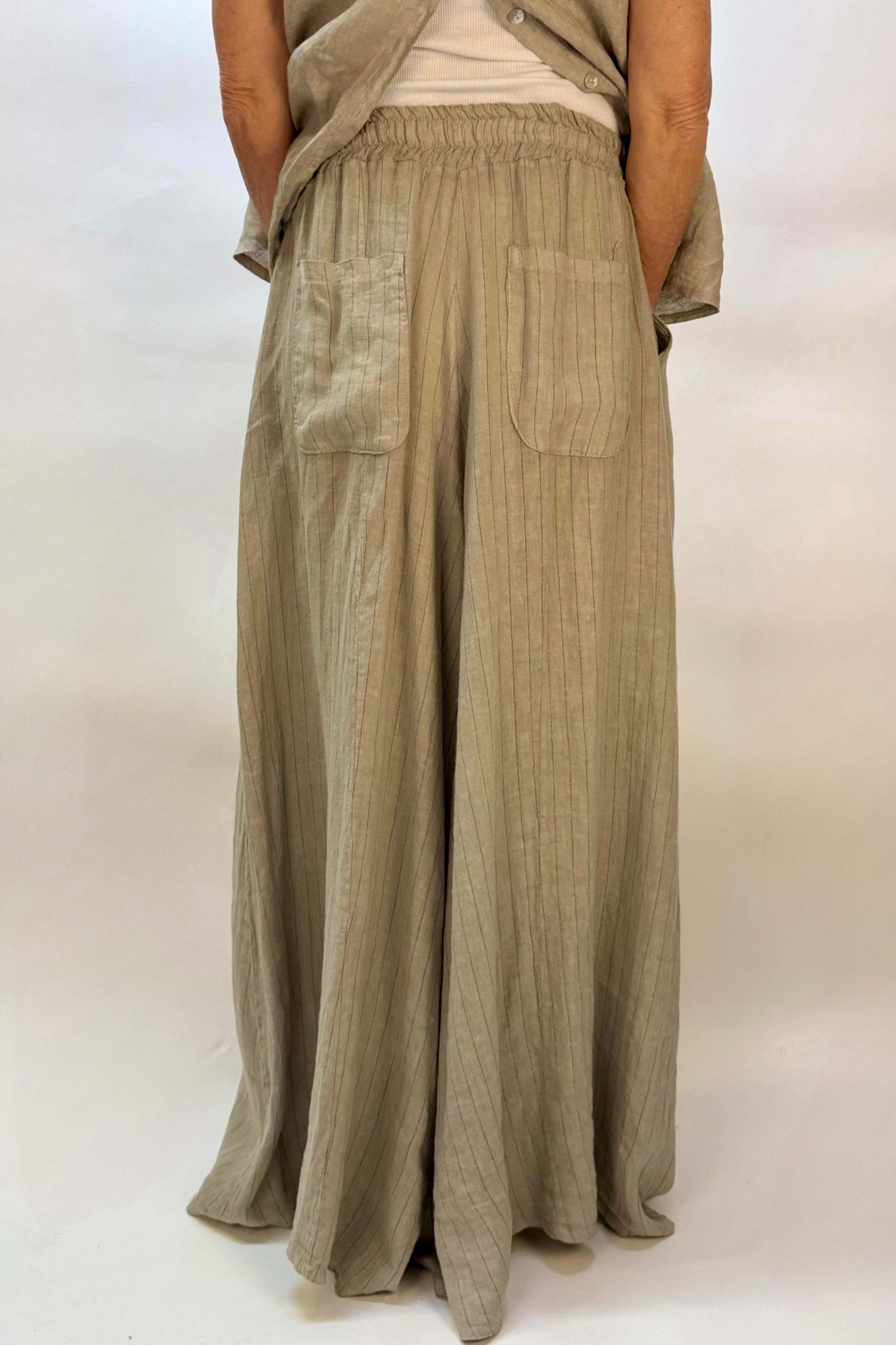 Pantalone Palazzo Gessato Lino
