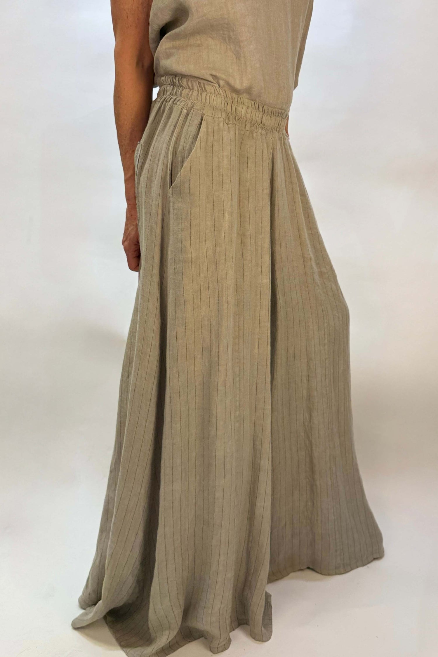 Pantalone Palazzo Gessato Lino