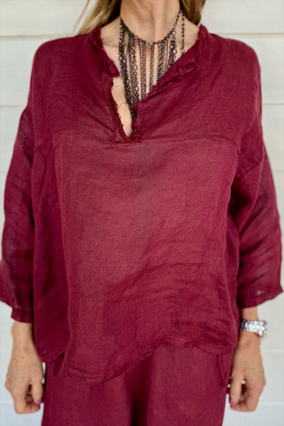 Blusa Lino Sfrangiata