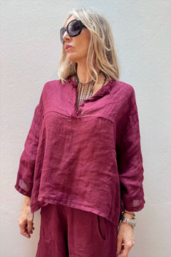 Blusa Lino Sfrangiata