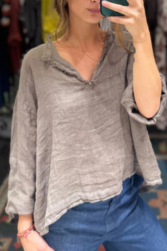 Blusa Lino Sfrangiata