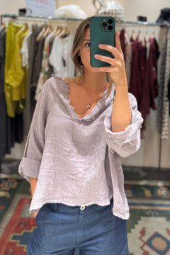 Blusa Lino Sfrangiata