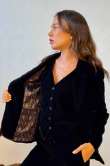 Blazer Velluto Liscio Monopetto