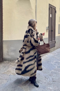Cappotto Ecopelliccia effetto zebrato