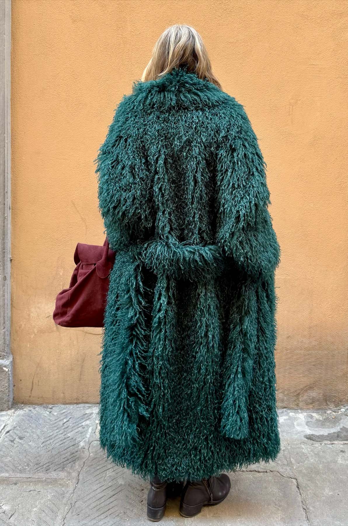 Cappotto ecopelliccia effetto mongolia