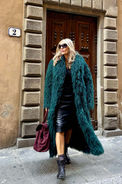 Cappotto ecopelliccia effetto mongolia