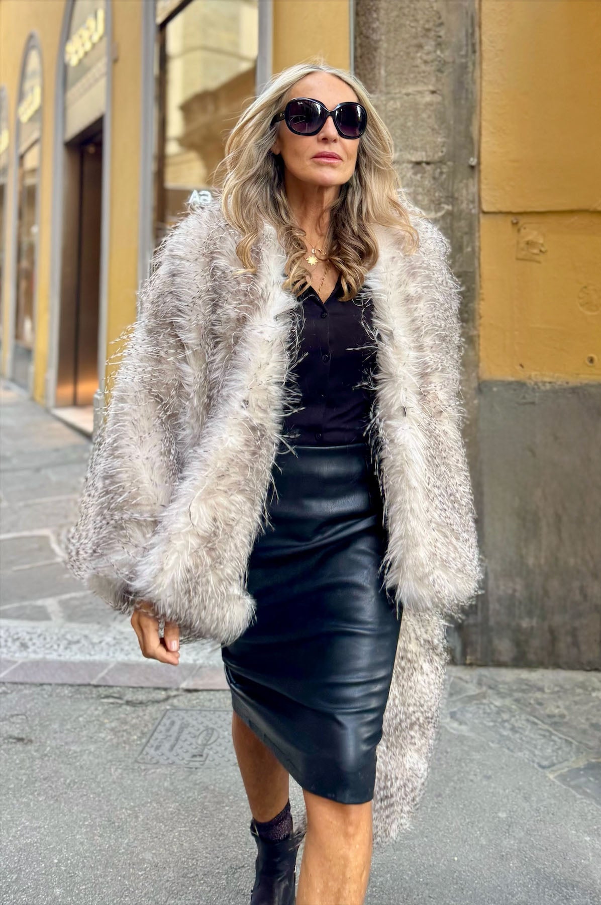 Giacca Ecopelliccia effetto piumato White