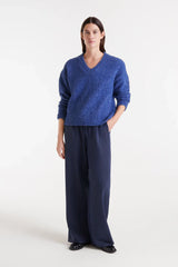 Pantalone a righe gessate blu