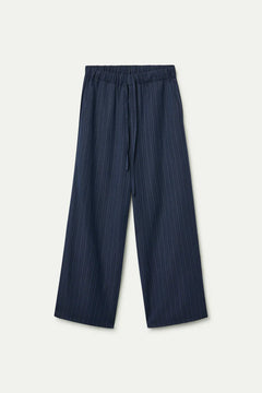 Pantalone a righe gessate blu
