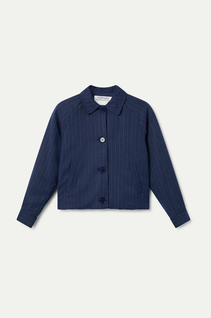 Giaccha a righe gessate blu