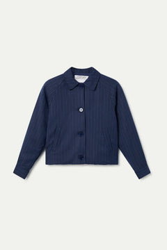Giaccha a righe gessate blu